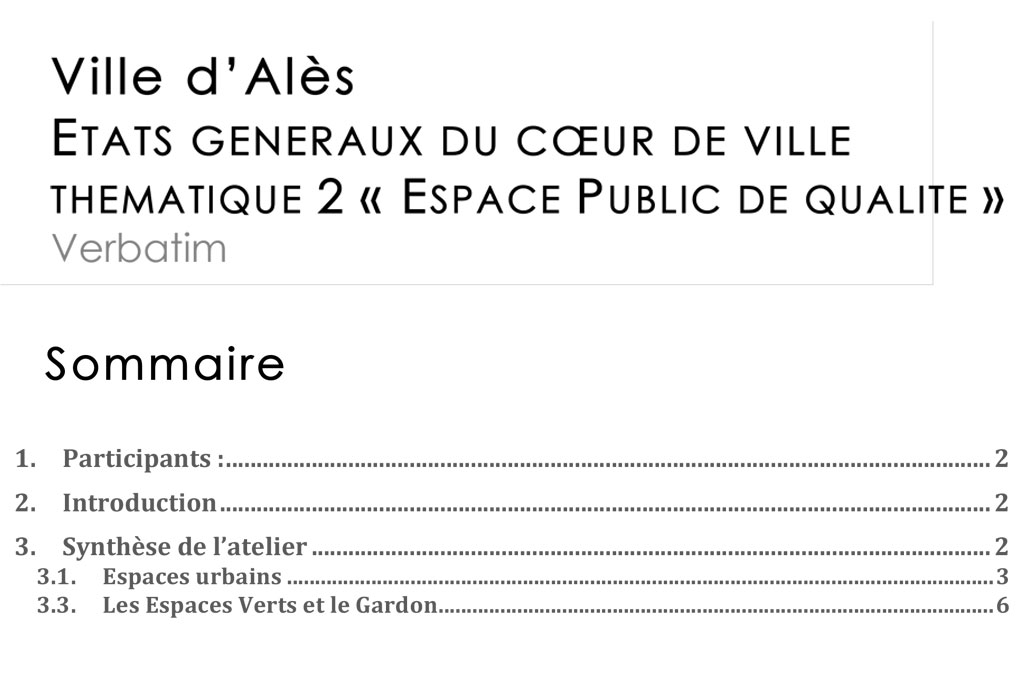 Thématique 2 - Un espace public de qualité - aménagement, environnement, infrastructures - Verbatim