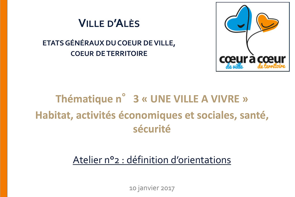 Thématique 3 - Une ville à vivre - habitat, activités sociales et économiques, santé, sécurité