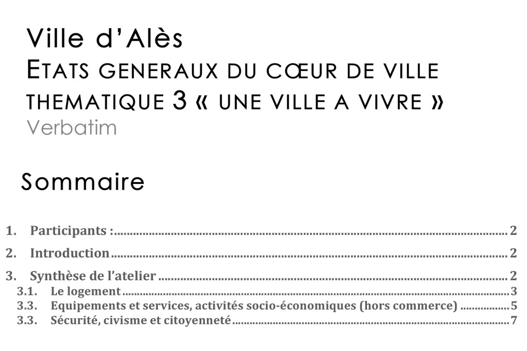 Thématique 3 - Une ville à vivre - habitat, activités sociales et économiques, santé, sécurité - Verbatim