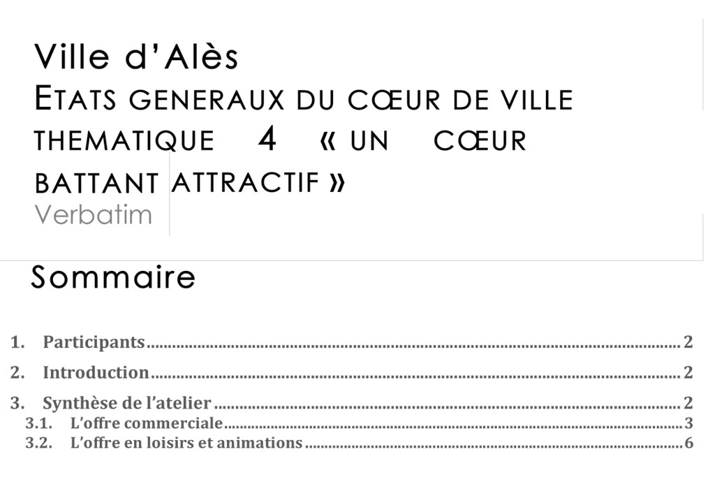 Thématique 4 - Un cœur battant attractif - commerces, animations, culture, sport - Verbatim