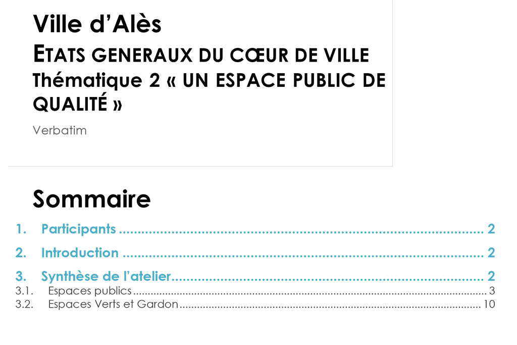 Thématique 2 - Un espace public de qualité - aménagement, environnement, infrastructures - Verbatim