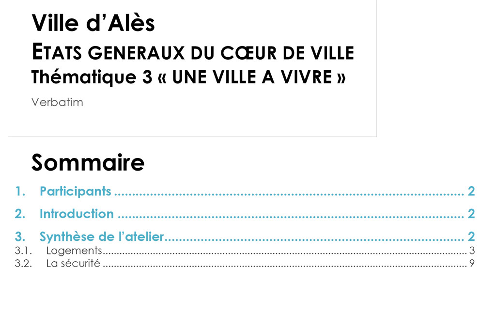 Thématique 3 - Une ville à vivre - habitat, activités sociales et économiques, santé, sécurité - Verbatim