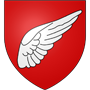 Blason de la ville d'Alès, une aile blanche sur écusson rouge.