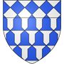 Armoiries de la famille de Rohan : losanges bleus et blancs, trois besants d'argent