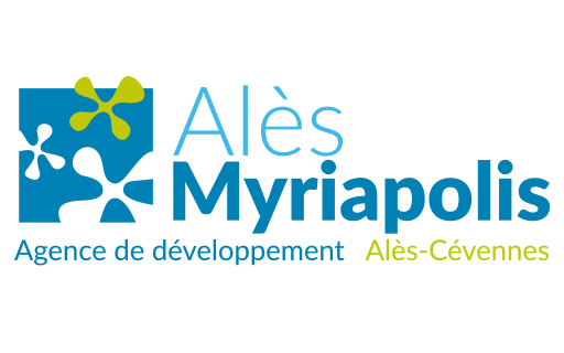 Logo bleu Arial de l'agence de développement Alès-Cévennes